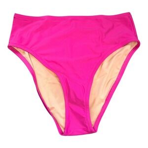 J. Crew High Waist Bikini Bottoms Hot Pink Swimsuit Recycled Size‎ Medium